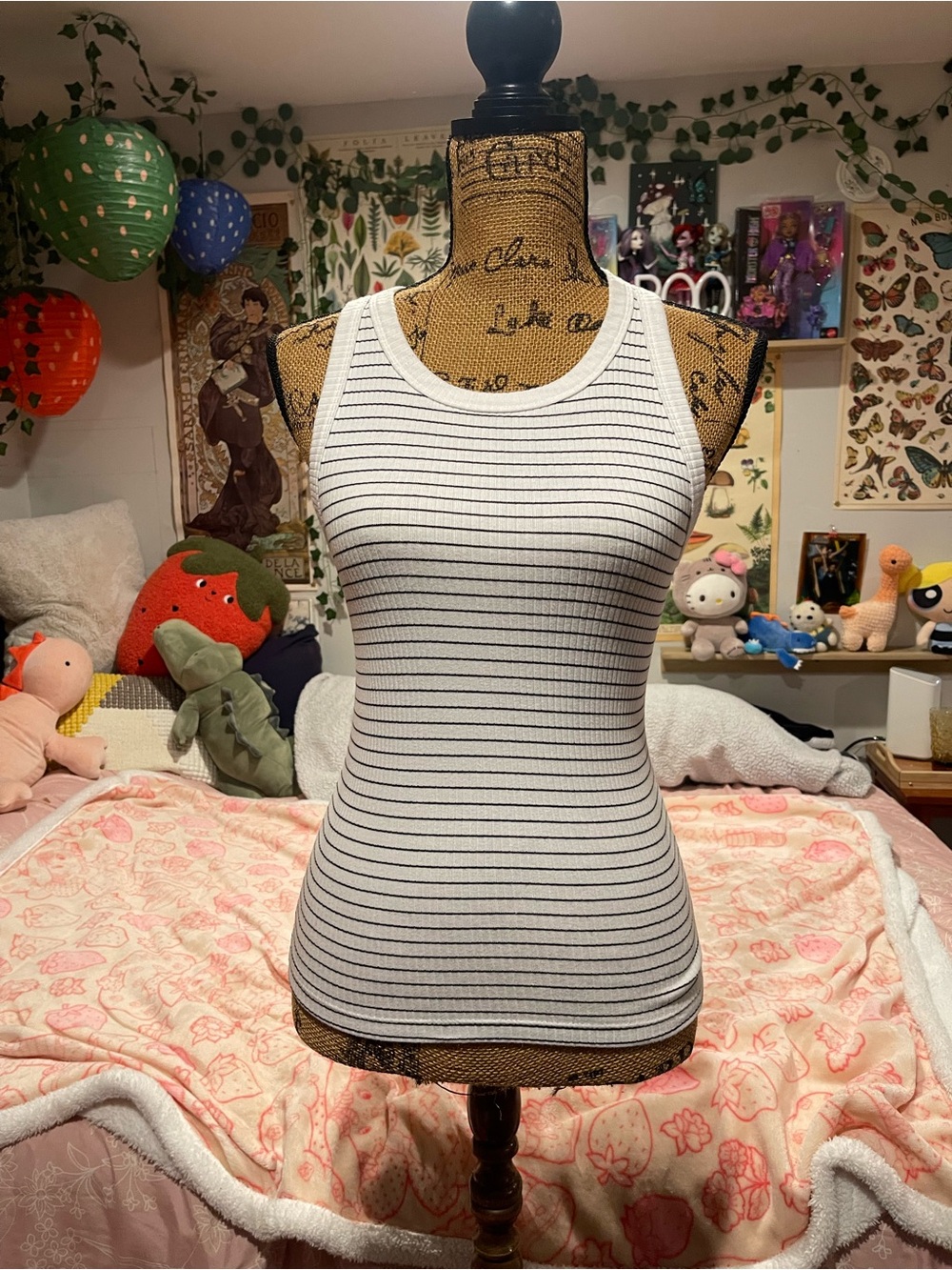 GAP White Tank Top with Thin Black Stripes